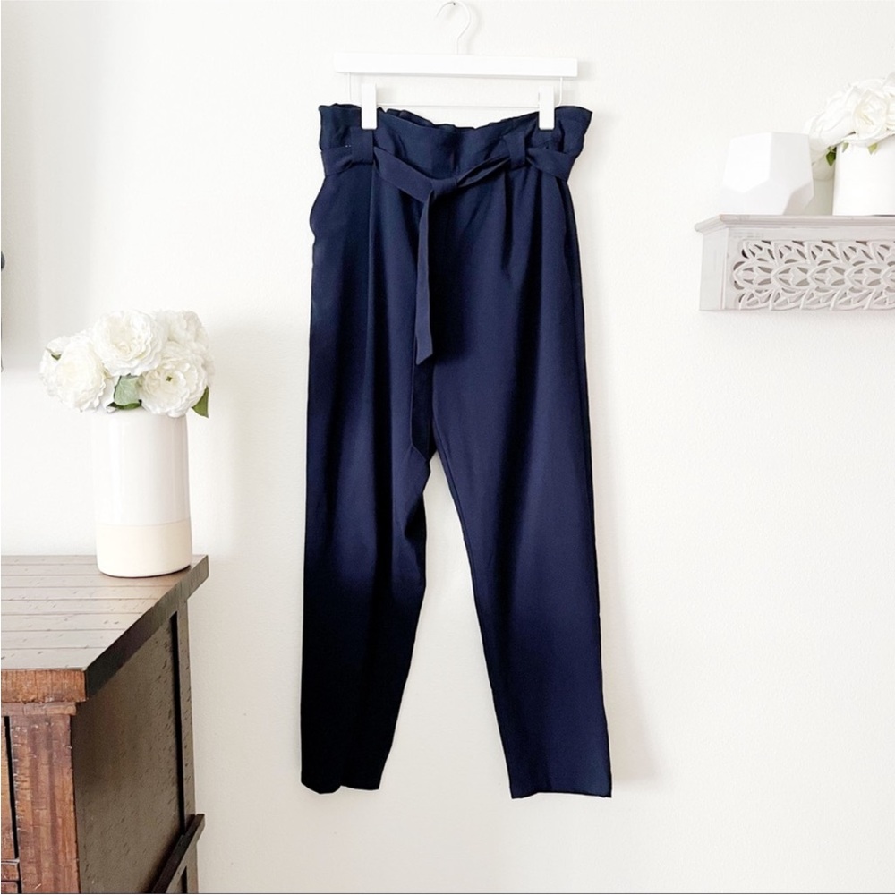 Jacquelyn De Yong Paper Bag Pants Navy Blue